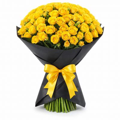 Монобукет из кустовых желтых роз «Солнечный день»