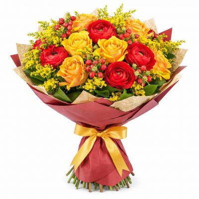 Подарочный букет свежих цветов «Яркое солнце»