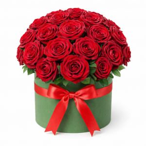 Цветы в коробке «Красные розы»