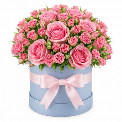 Шикарный букет роз в коробке «Розовая мечта»