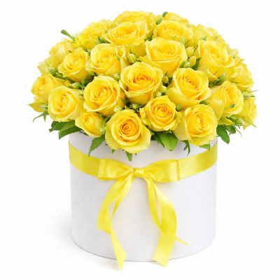 Коробка с желтыми розами «Солнечный Луч»