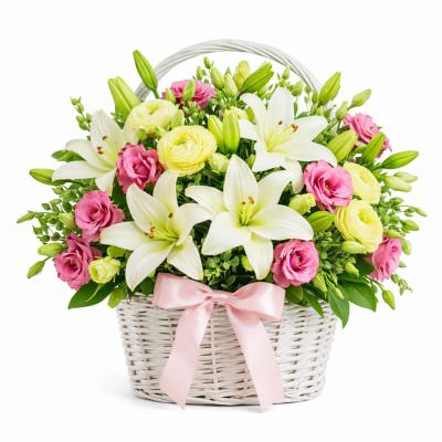 Композиция из цветов в корзине «Нежный аромат»