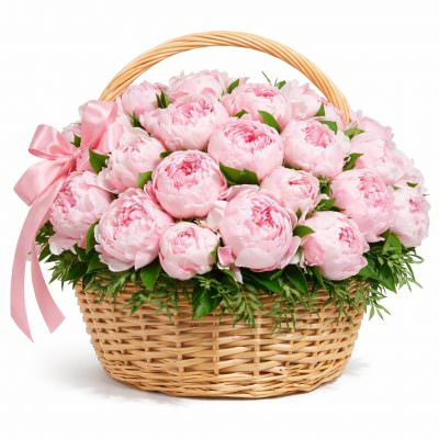 Шикарная корзина с пионами «Мечта»