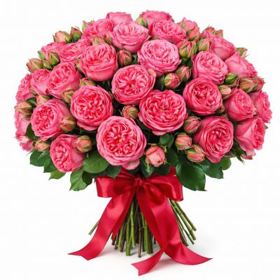 Букет из пионовидных розовых роз «Очарование весны»