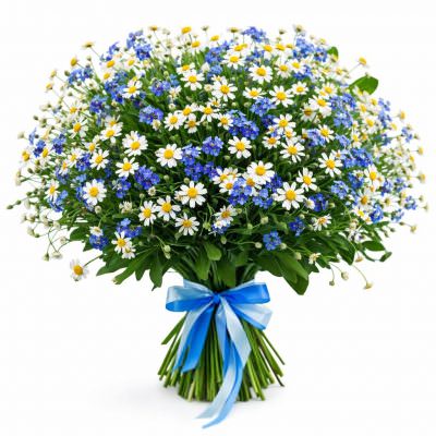 Букет с незабудками и ромашками «Незабудка»