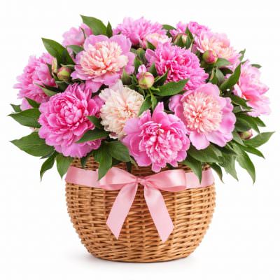 Корзинка пионов «Сладкий сон»