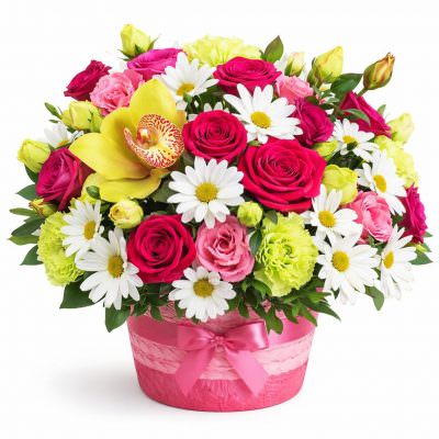 Корзина из цветов «Солнечный взрыв»