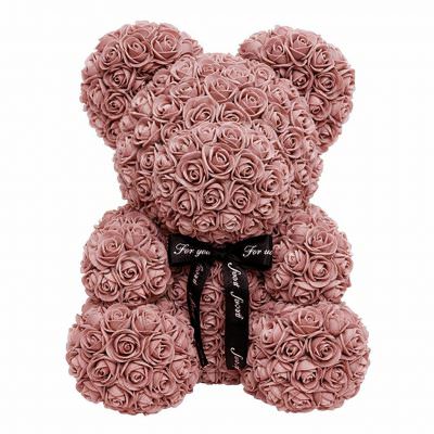 Мишка из роз коричневый (40 см)