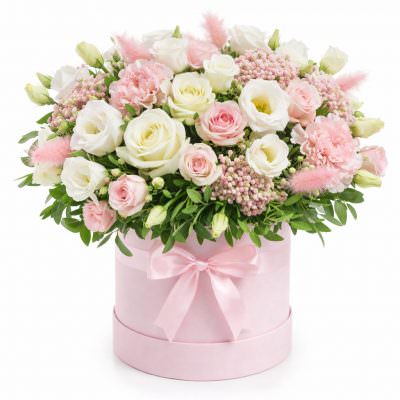 Шляпная коробка с цветами «Гармония нежности»