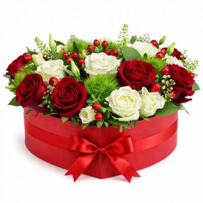 Цветы в коробке сердце «Звездная ночь»