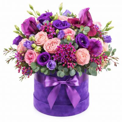 Цветочная композиция в коробке «Сиреневый сон»